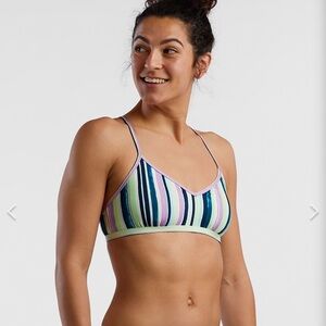 Carve Designs Stinson Bikini Top - Watercolor Stripe Small New